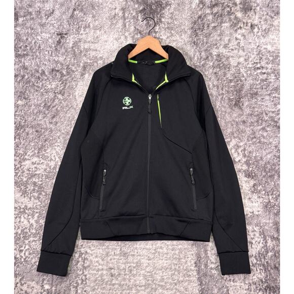 Ralph Lauren RLX Jacket Large Mens Black Softshell Reflective Full Zip - Picture 1 of 7